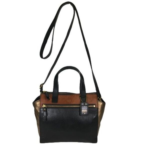 Fossil Tessa Satchel Handbag Color Block Leather Shopper Tote Shoulder Bag Purse - Picture 12 of 16